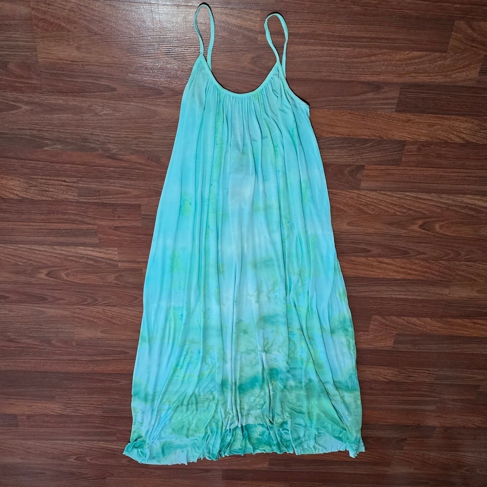 NWOT Love Tanjane Boho Festival Hand Blue Tie Dyed Maxi Dress Hippie Womens M